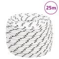 vidaXL Pletené lodné lano biele 14 mm x 25 m polyester