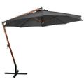 vidaXL Závesný záhradný slnečník+ tyč, antracit 3,5x2,9m jedľový masív