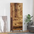 vidaXL Highboard Staré drevo 69,5 x 34 x 180 cm Kompozitné drevo