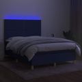 vidaXL Posteľ boxsping s matracom a LED modrá 140x200 cm látka