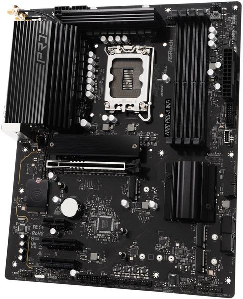 ASRock Z890 Pro-A WiFi / Intel Z890 / LGA1851 / 4x DDR5 / 4x M.2 / HDMI / DP / Thunderbolt 4 / USB-C / WiFi / ATX Základní deska, Intel Z890, LGA1851, 4× DDR5 DIMM (max. 256GB), 4× M.2, HDMI, DisplayPort, 1× Thunderbolt 4, Wi-Fi, ATX