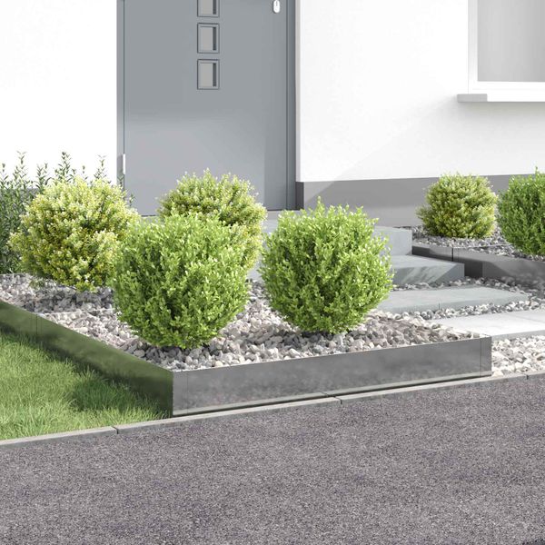 vidaXL Obrubník trávnika 4 ks 100 x 100 x 20 cm Oceľ Strieborná