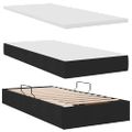 vidaXL Úložná posteľ s matracmi Čierna 200 x 200 cm Umelá koža