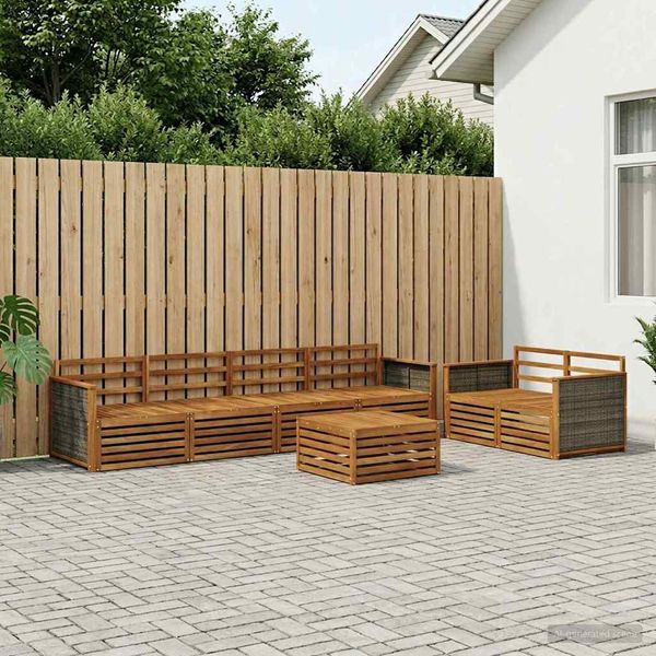 vidaXL Záhradná súprava gaučov 7 pcs Prírodná Pevné akáciové drevo