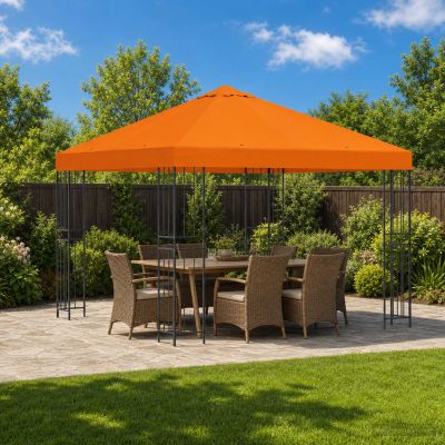 vidaXL Altánok 3 x 3 m Oranžová Polyester a oceľ 190 gsm