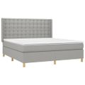 vidaXL Posteľ boxsping s matracom a LED bledosivá 180x200 cm látka