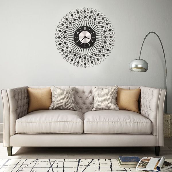 vidaXL Nástenné hodiny čierne 43 cm kovové
