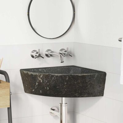 vidaXL Umývadlo Sivá (38-45) x (38-45) x 12 cm Riečna skala