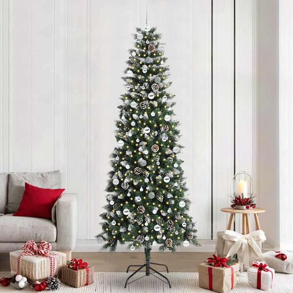 vidaXL Umelý vianočný stromček Zelená 240 cm PVC, plast a oceľ