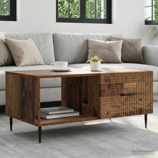 vidaXL Konferenčný stolík Staré drevo 90 x 50 x 40 cm Kompozitné drevo