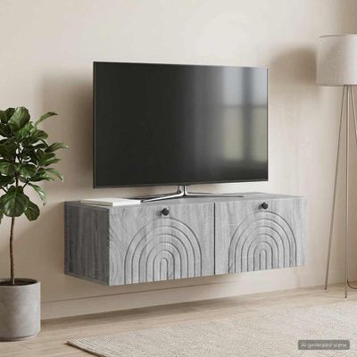 vidaXL Nástenná TV skrinka Nástenný Sivá sonoma 99 x 41 x 30 cm