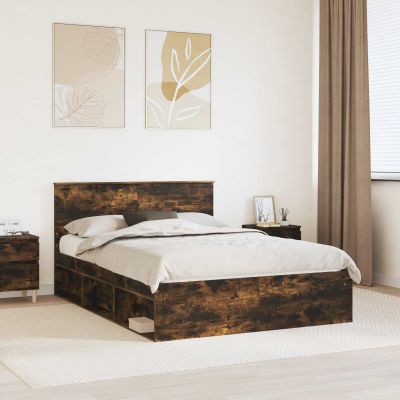 vidaXL Rám postele Dymová dub 140 x 190 cm Kompozitné drevo