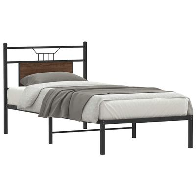 vidaXL Posteľný rám bez matraca hnedý dub 90x190 cm kompozitné drevo