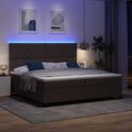 vidaXL Posteľ s pružinovým rámom s LED Tmavo hnedá 200 x 200 cm látka