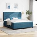 vidaXL Posteľ s pružinovým rámom Tmavomodrá 200 x 180 cm Zamat