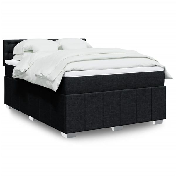 vidaXL Posteľný rám boxspring s matracom čierny 160x200 cm látka