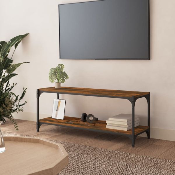vidaXL TV skrinka dymový dub 100x33x41 cm spracované drevo a oceľ