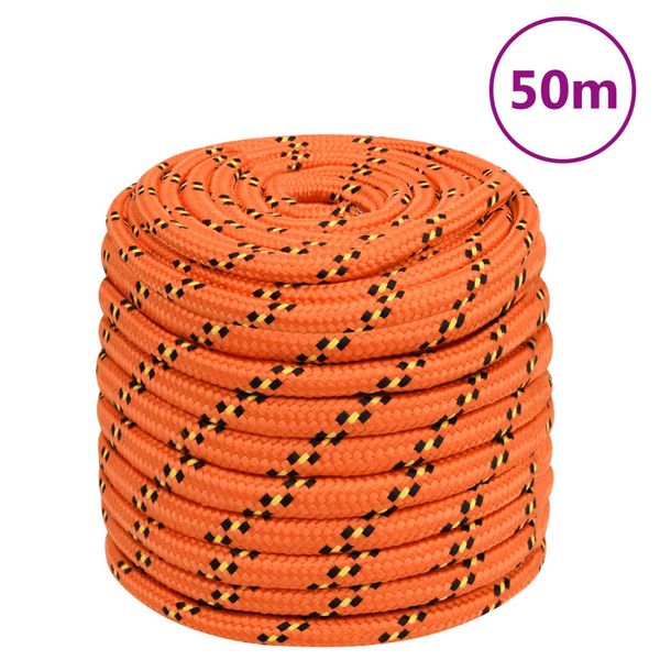 vidaXL Lodné lano oranžové 18 mm 50 m polypropylén