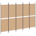 vidaXL 5-panelový paravan Béžová 250 x 180 cm Látka