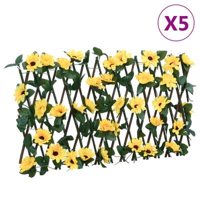 vidaXL Rozťahovacia mriežka s umelým brečtanom 5 ks žltá 180x20 cm