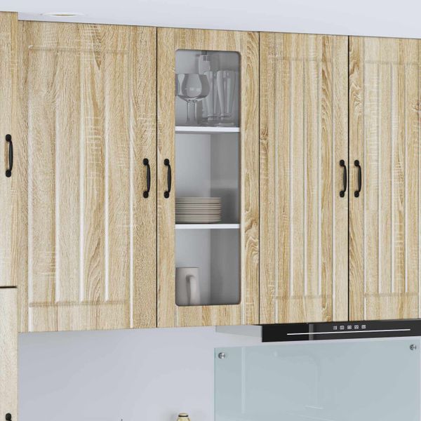 vidaXL Nástenný sklenený kabinet LUCCA Dub sonoma 40 x 31 x 100 cm