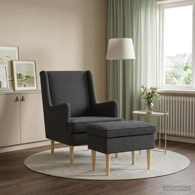 vidaXL Kreslo s taburetom 2 ks Tmavosivá Bouclé