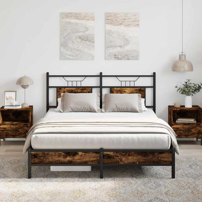 vidaXL Posteľný rám bez matraca dymový dub 140x190 cm kompozitné drevo