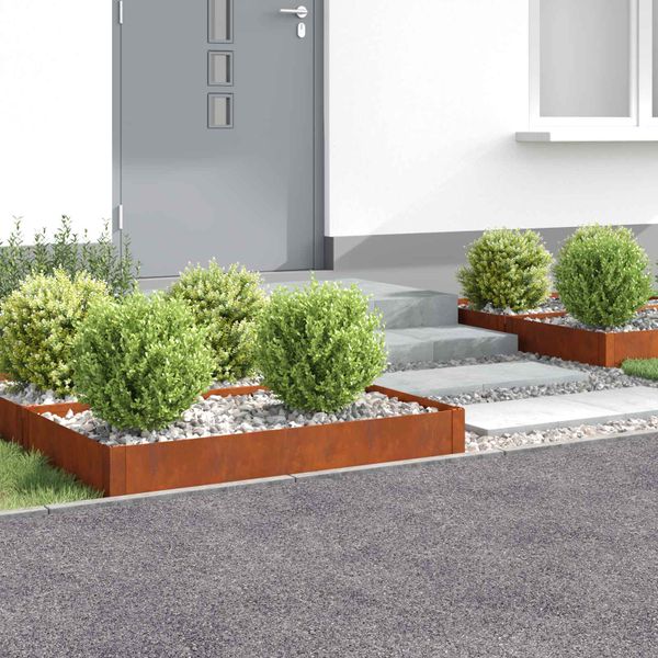 vidaXL Obrubník trávnika 4 ks 100 x 60 x 20 cm Oceľ Hrdzavý