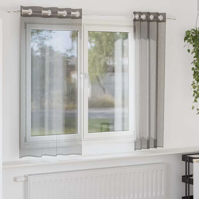 vidaXL Voálové závesy s priechodkami 2 ks tmavosivé 140x140 cm