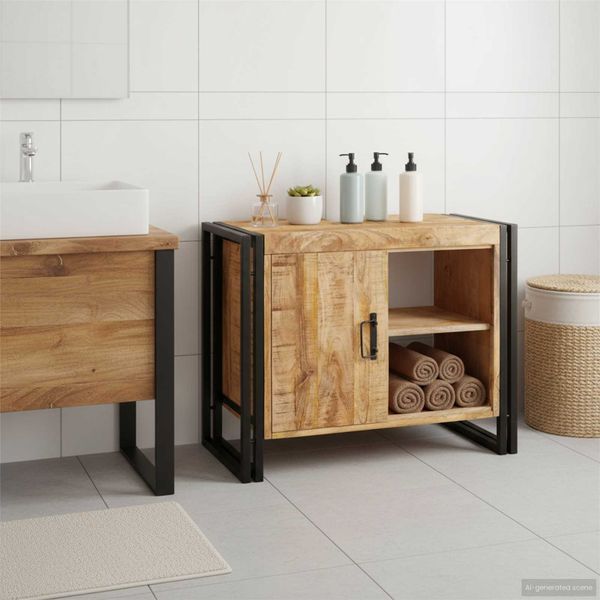 vidaXL Skrinka pod umývadlo Hnedá 71 x 33 x 58 cm Masívne mango drevo