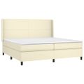 vidaXL Boxspring posteľ s matracom a LED krémová 200x200 cm umelá koža