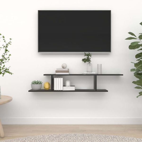 vidaXL Nástenná TV polica, čierna 125x18x23 cm, kompozitné drevo