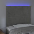 vidaXL Čelo postele s LED bledosivé 90x5x118/128 cm zamat