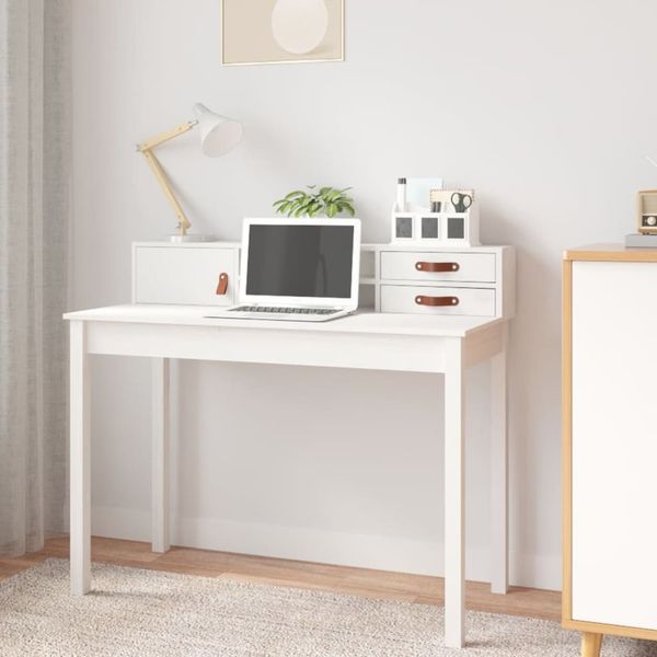 vidaXL Stolík biely 110x50x93 cm masívne borovicové drevo