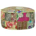 vidaXL Patchwork taburetka z bavlny okrúhla 40x20 cm zelená