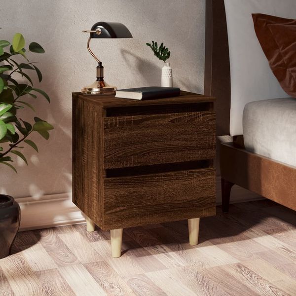 vidaXL Nočné stolíky nohy z masívneho dreva 2 ks hnedý dub 40x35x50 cm