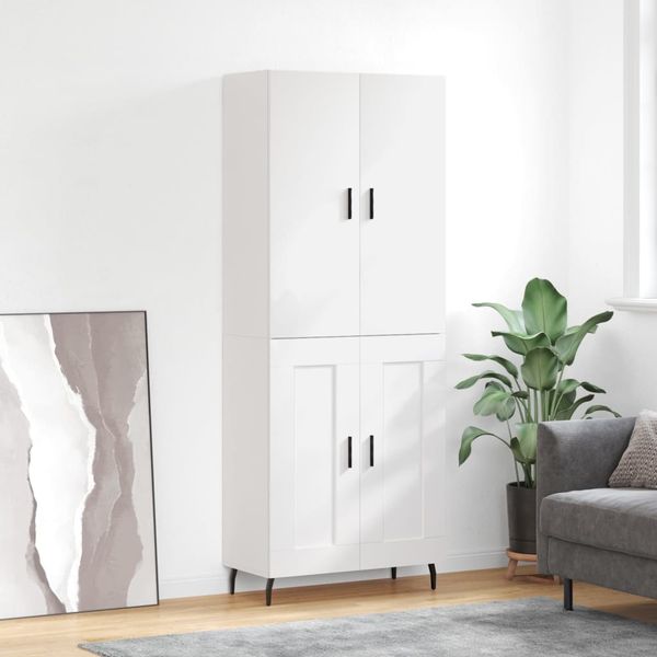 vidaXL Vysoká skrinka biela 69,5x34x180 cm spracované drevo