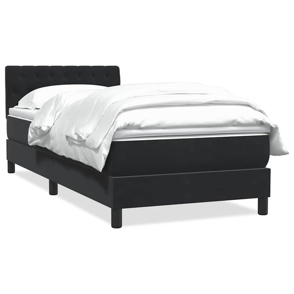 vidaXL Posteľný rám boxspring s matracom čierny 90x220 cm zamat