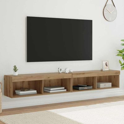 vidaXL Zostava TV skriniek s LED 2 pcs Remeselný dub 100 x 30 x 30 cm