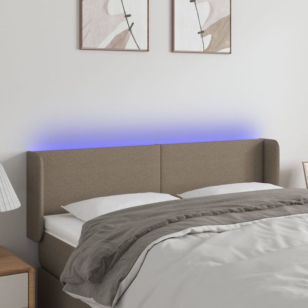 vidaXL Čelo postele s LED sivohnedé 147x16x78/88 cm látka