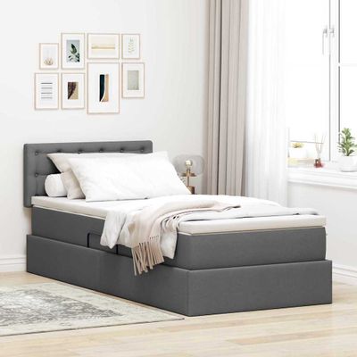 vidaXL Postel s úložným prostorem a matrací Tmavo šedá 100 x 200 cm