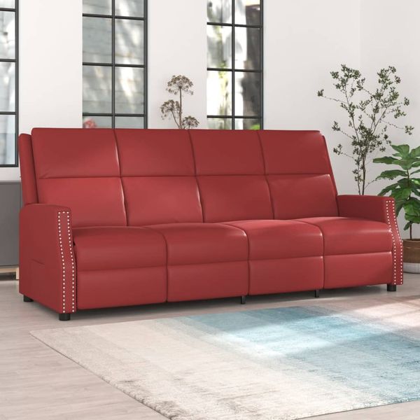 vidaXL 4-miestne sklápacie kreslo vínovo-červené umelá koža