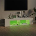 vidaXL TV skrinka s LED svetlami lesklá biela 135x39x30 cm