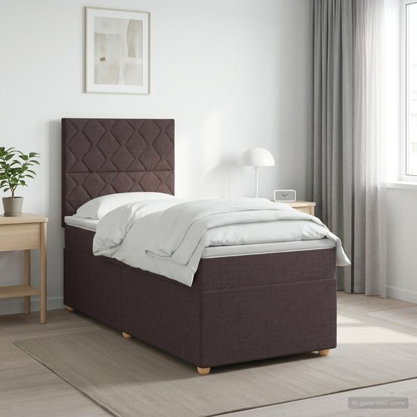 vidaXL Posteľ boxspring s matracom Tmavohnedá 100 x 200 cm Látka