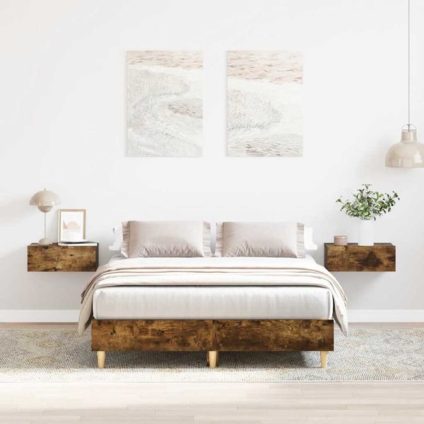 vidaXL Posteľný rám bez matraca dymový dub 140x190 cm kompozitné drevo