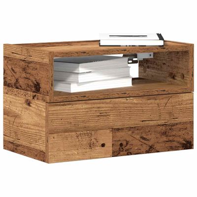 vidaXL Nástenný nočný stolík staré drevo 45x26x28,5 cm