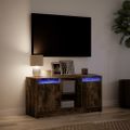 vidaXL TV stolík s LED dymový dub 100x34x50 cm kompozitné drevo