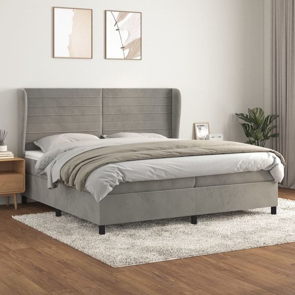 vidaXL Posteľný rám boxsping s matracom bledosivý 200x200 cm zamat