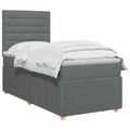 vidaXL LED boxspring posteľ s matracom Tmavosivá 90 x 200 cm Látka
