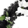 vidaXL Vianočný veniec s LED svetlami, čierny 60 cm, PVC